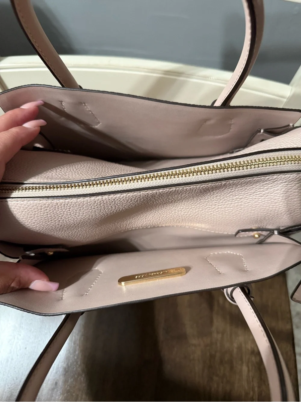 Michael Kors Blush Pink Leather Satchel with Detachable Strap